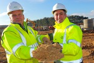 Abel Homes MD Paul LeGrice right and site manager John Bright cut the first sod at Cygnet Rise Swaffham sm