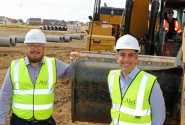 Abel Homes senior site manager Tim Walshingham left and managing director Paul LeGrice mark the start of 105 new homes in Swaffham 500px