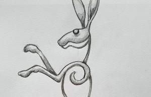 Watton Green dancing hare sketch 500px