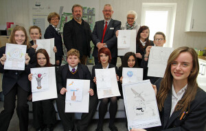 Students from Nicholas Hamond Academy with their artwork ideas at Swans Nest in Swaffham