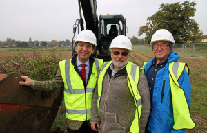 Tony Abel Pete Eldridge and Tom Cowin dig the first sod at The Hops in Hingham