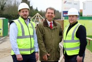 Alan Hawkins left and Danny Pinner right with Abel Homes chairman Tony Abel sm