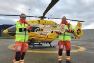 EAAA crew members Dr Joanna Stevens and CCP Rod Wells celebrate the 10000 donation from Abel Homes