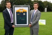 Hingham Cricket Club chairman Daniel Key left with Chris Abel from club sponsor Abel Homes 500