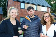 Homebuyers Anna Jolly and Dan Balls with Abel Homes sales and marketing manager Clare Cornish right 500px