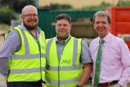 Tim Walsingham left and Danny Pinner centre with Abel Homes chairman Tony Abel sm