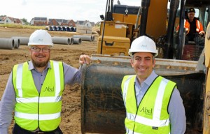 Abel Homes senior site manager Tim Walshingham left and managing director Paul LeGrice mark the start of 105 new homes in Swaffham 500px