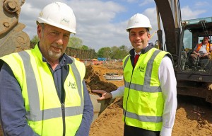 Abel Homes site manager Alan Read left and managing director Paul LeGrice cut the first sod at the firms new Watton Green site sm