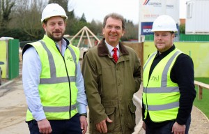 Alan Hawkins left and Danny Pinner right with Abel Homes chairman Tony Abel sm