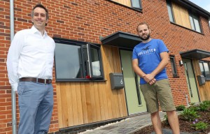 Ben Nurse right ourside his new home with Abel Homes managing director Paul LeGrice sm