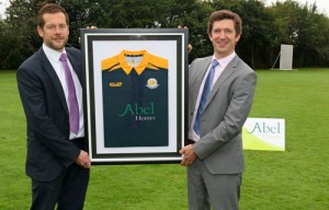 Hingham Cricket Club chairman Daniel Key left with Chris Abel from club sponsor Abel Homes 500