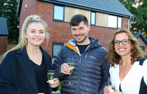 Homebuyers Anna Jolly and Dan Balls with Abel Homes sales and marketing manager Clare Cornish right 500px