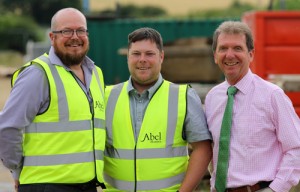 Tim Walsingham left and Danny Pinner centre with Abel Homes chairman Tony Abel 500px