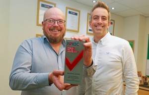 Tim Walsingham left with his regional Pride in the Job Award with Abel Homes MD Paul LeGrice 500px