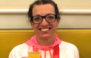 Abel Homes sales manager Clare Cornish shortly after completing the London Marathon