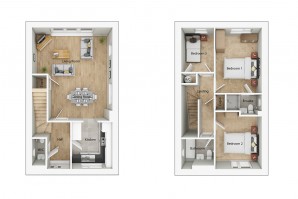 ALH040 Swaffam 3D Floorplan Type H3H Plot 240